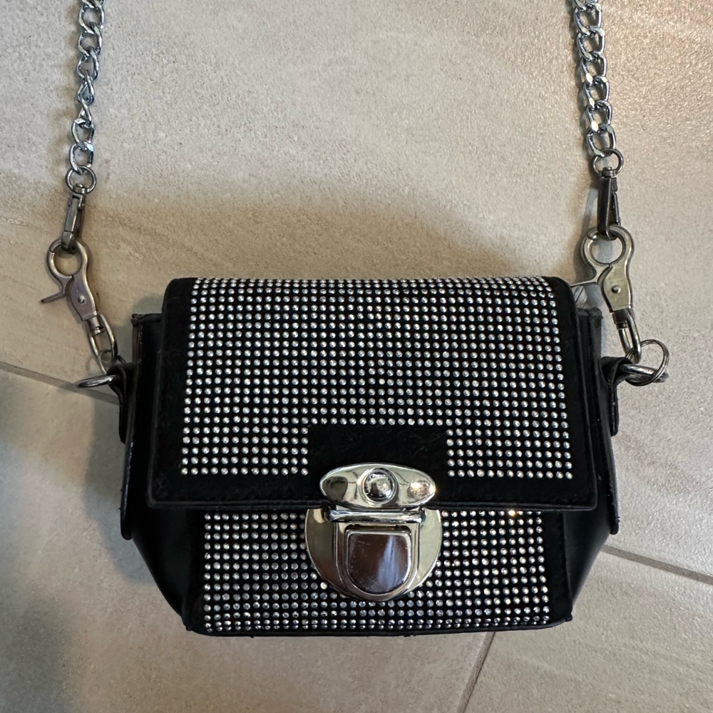 Black and silver crossbody bag